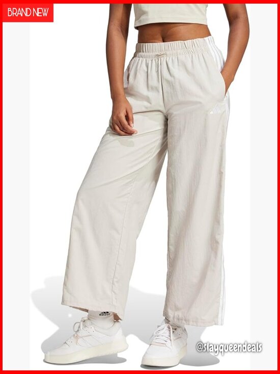 Pants - Loose Fit Wide Leg Track Pants with Drawcord Waist